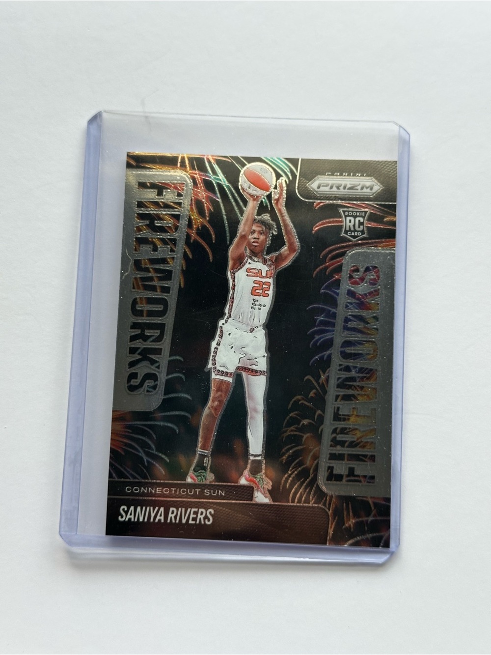 Panini Prizm Saniya Rivers Fireworks Card - Silver/Black
